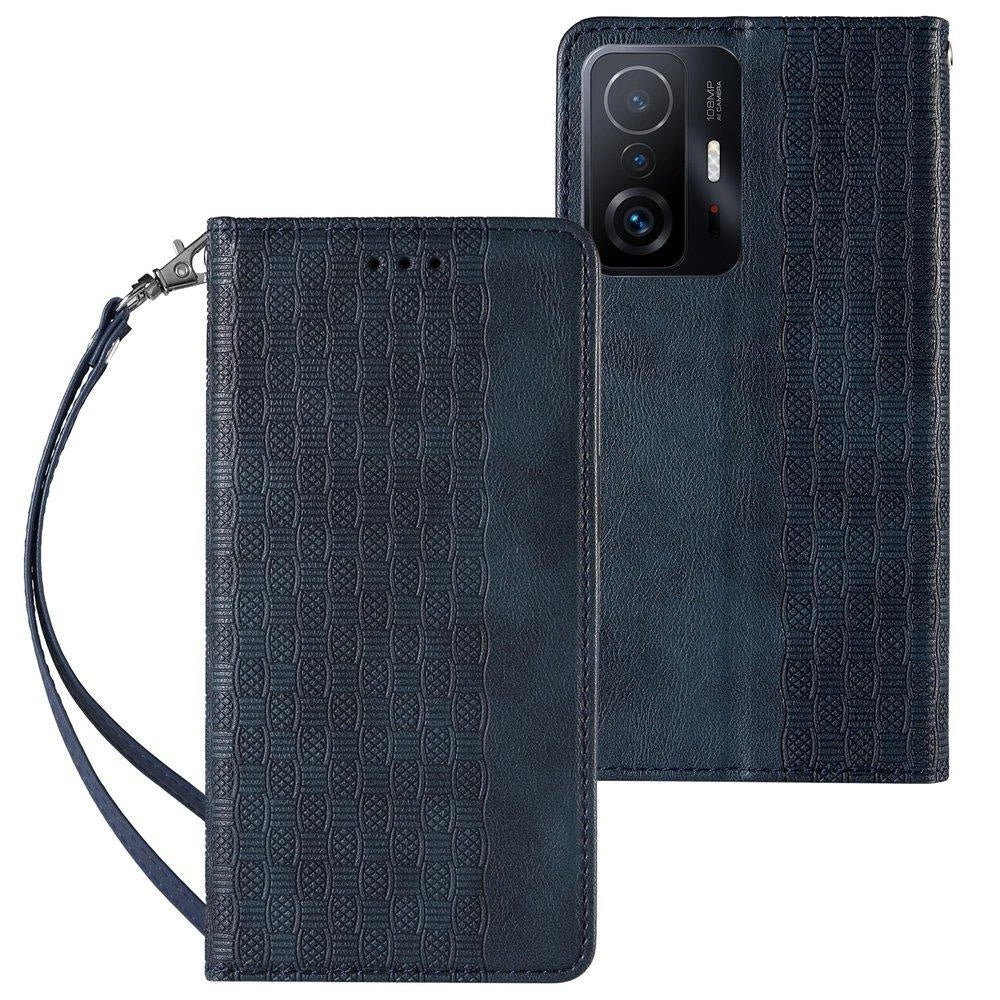 Magnet Strap Case Case for Xiaomi Redmi Note 11 Pro Pouch Wallet + Mini Lanyard Pendant Blå