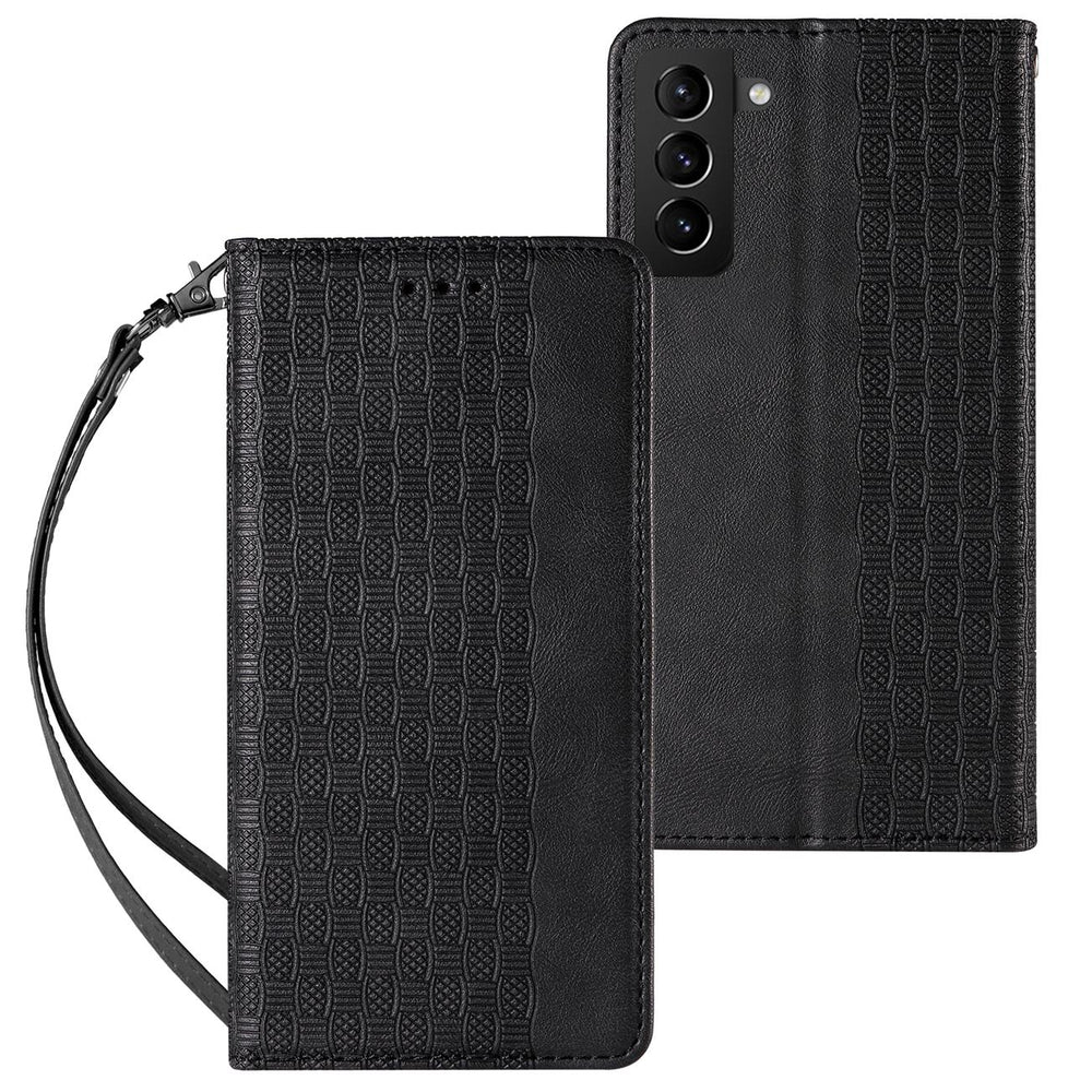 Magnet Strap Case Case for Samsung Galaxy S22 + (S22 Plus) Taske Wallet + Mini Lanyard Pendant Svart