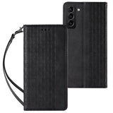 Magnet Strap Case Case for Samsung Galaxy S22 + (S22 Plus) Taske Punge + Mini Lanyard Pendant Svart