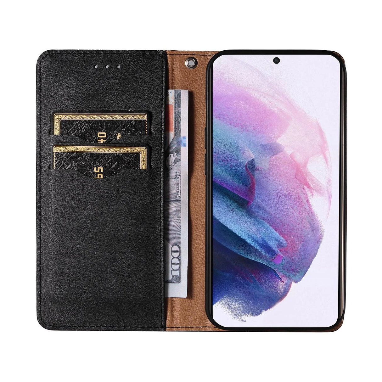 Magnet Strap Case Case for Samsung Galaxy S22 + (S22 Plus) Taske Punge + Mini Lanyard Pendant Svart