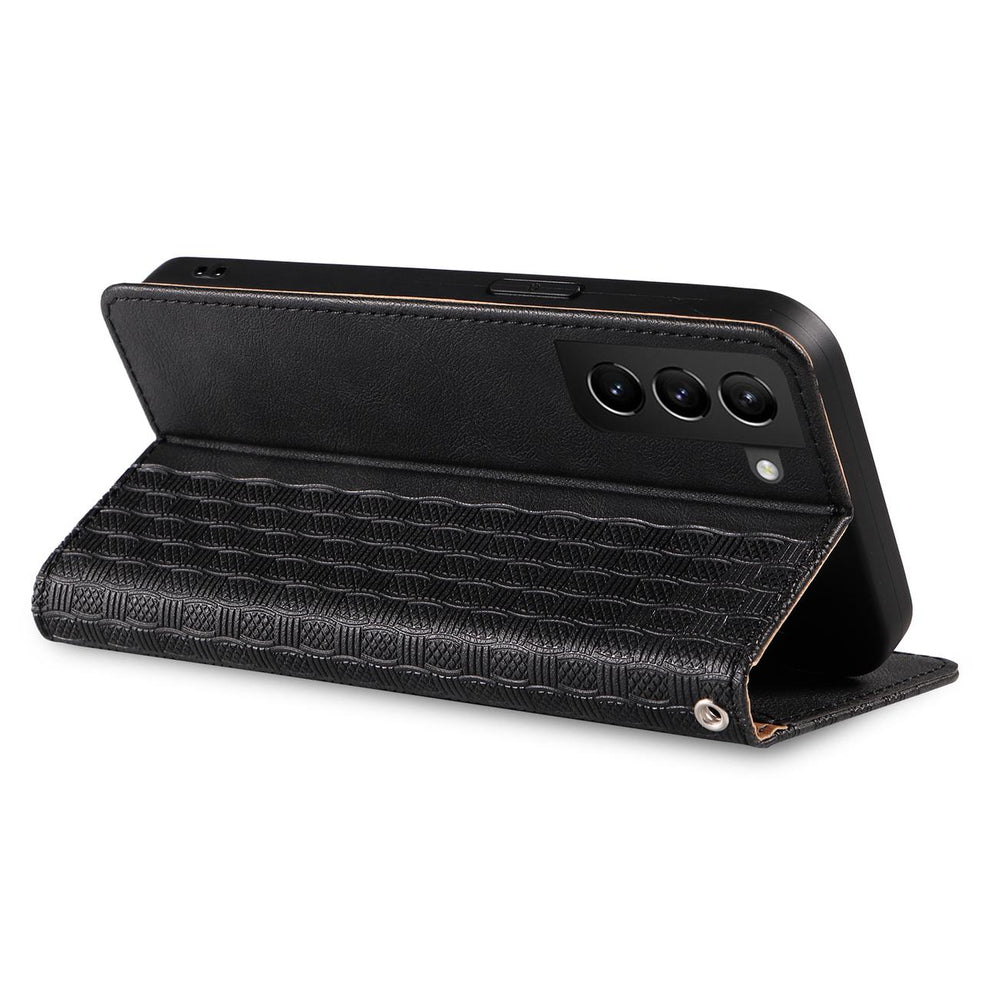 Magnet Strap Case Case for Samsung Galaxy S22 + (S22 Plus) Taske Wallet + Mini Lanyard Pendant Svart