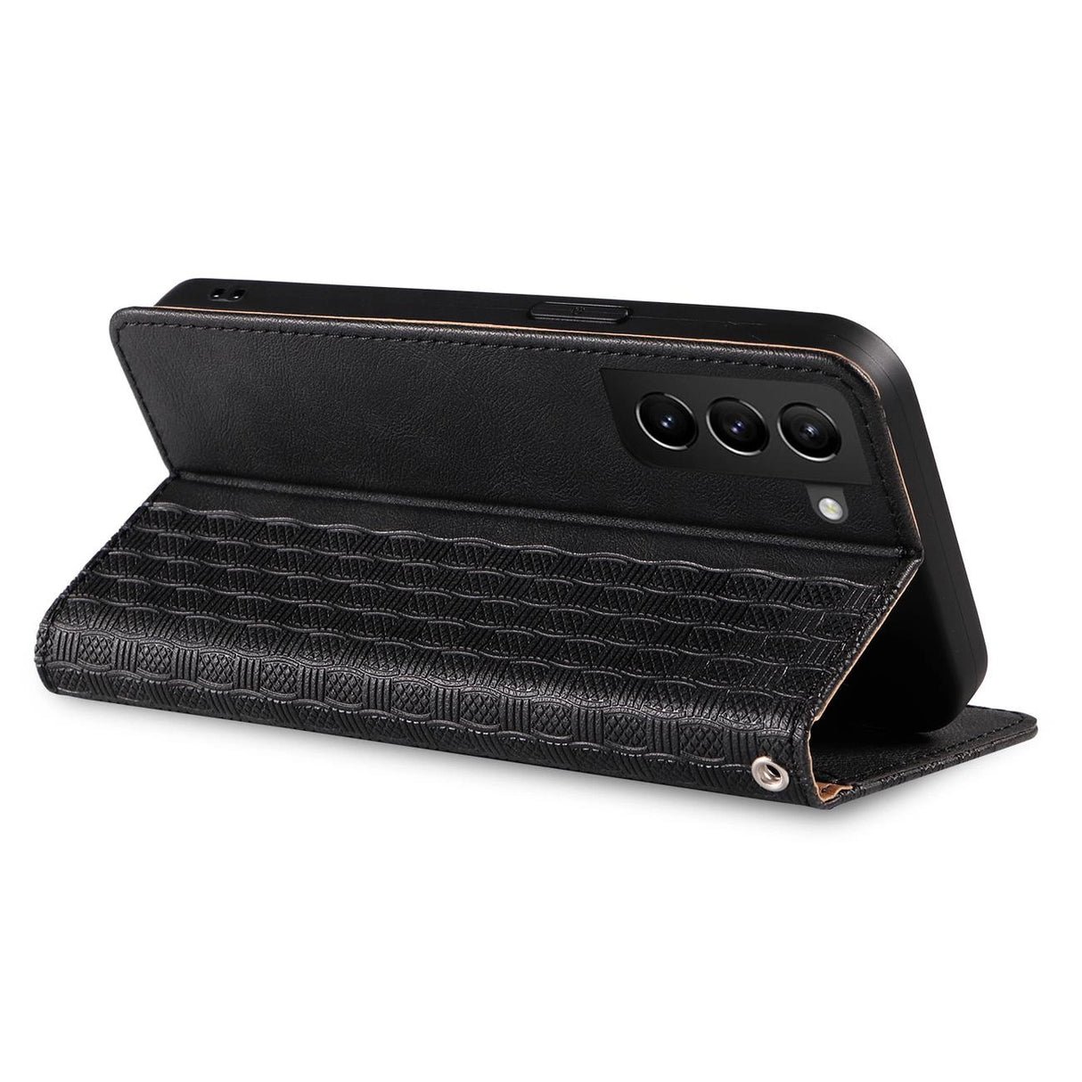 Magnet Strap Case Case for Samsung Galaxy S22 + (S22 Plus) Taske Punge + Mini Lanyard Pendant Svart