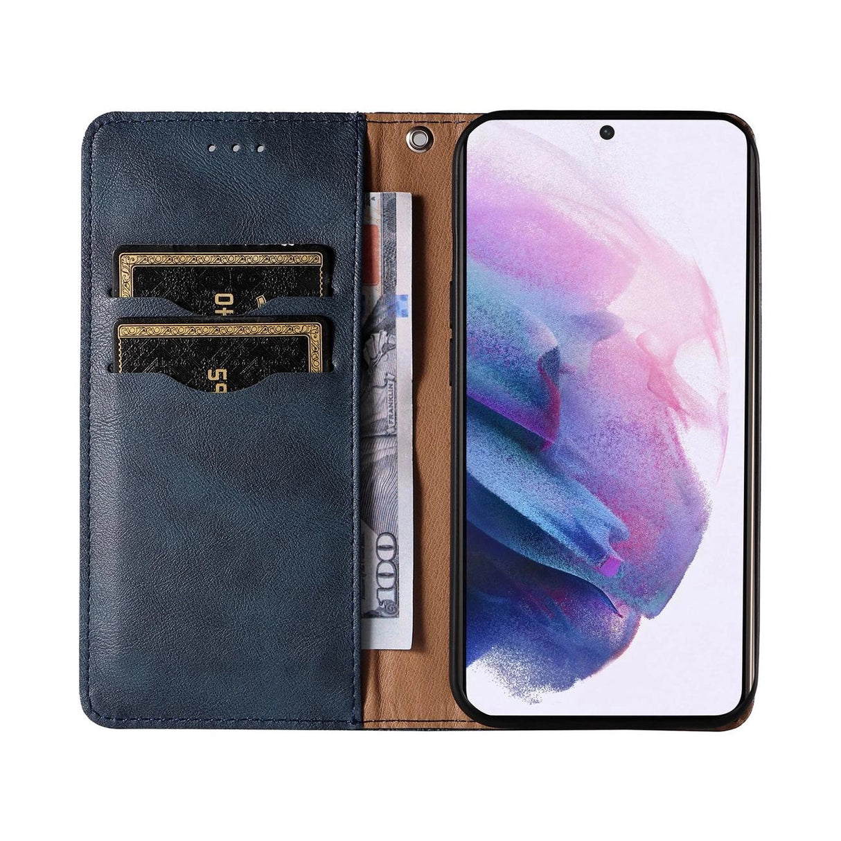 Magnet Strap Case Case for Samsung Galaxy S22 + (S22 Plus) Taske Wallet + Mini Lanyard Pendant Blå