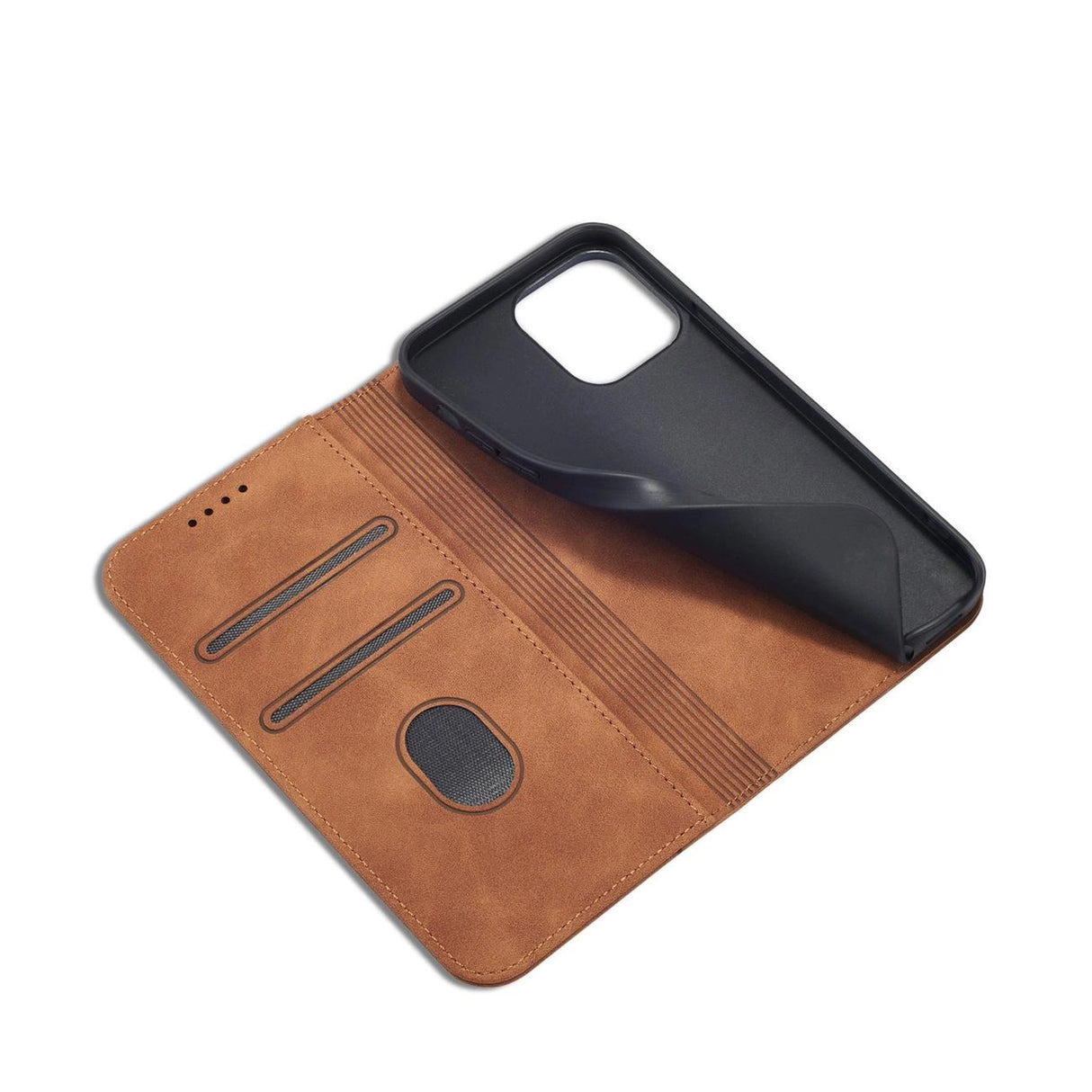 Magnet Fancy Case Case for iPhone 13 Pro Max lommekort Wallet Card Holder Brown