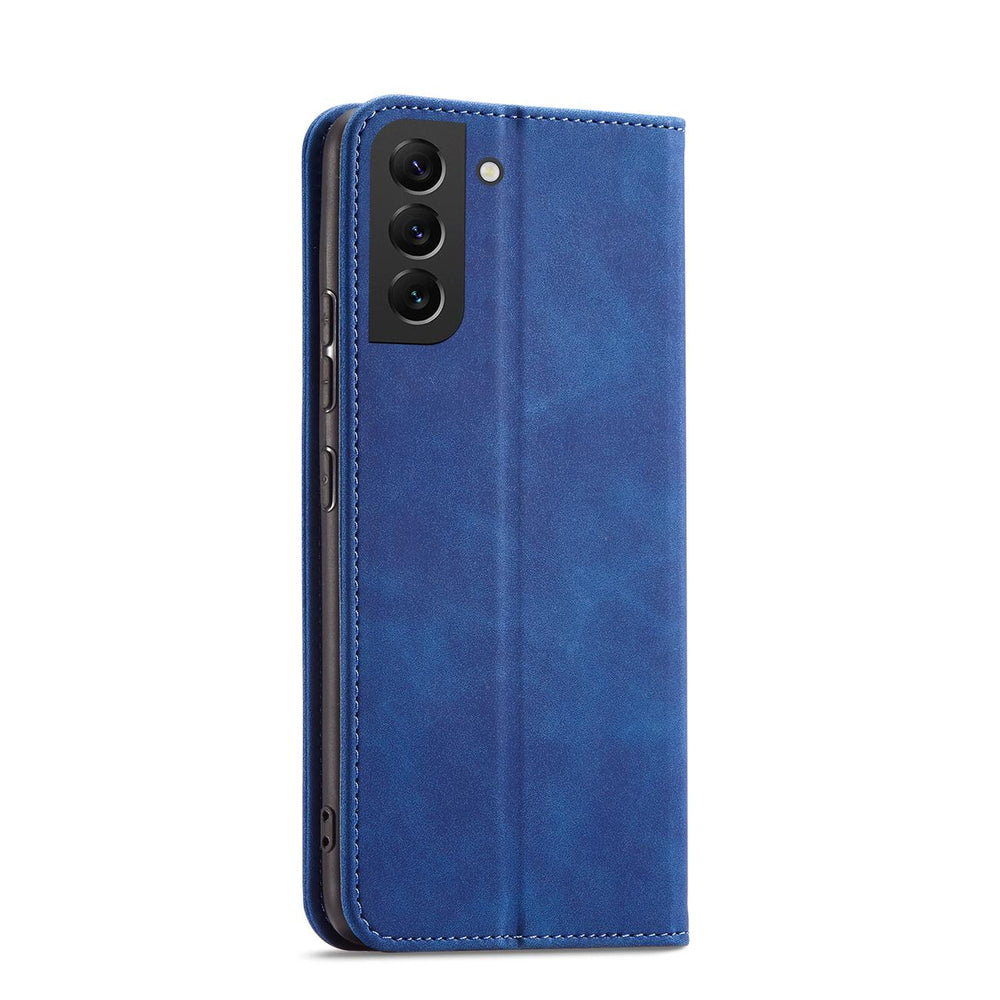 Magnet Fancy Case Case for Samsung Galaxy S22 + (S22 Plus) Push Wallet Card Holder Blue