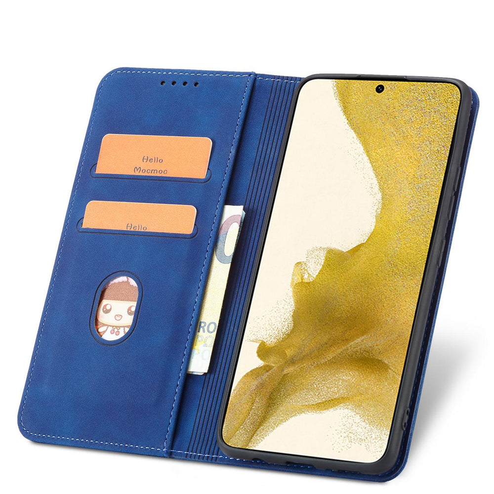 Magnet Fancy Case Case for Samsung Galaxy S22 + (S22 Plus) Push Wallet Card Holder Blue