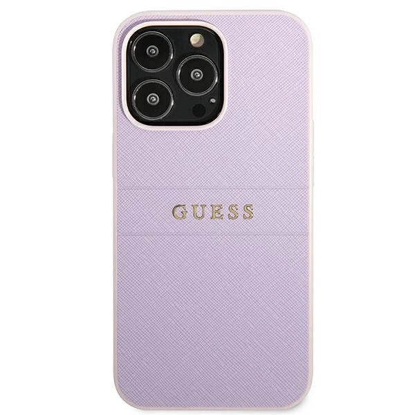 Guess GUHCP13LPSASBPU iPhone 13 Pro / 13 6.1" lilla/lila Saffiano Hot Stamp & Metal Logo