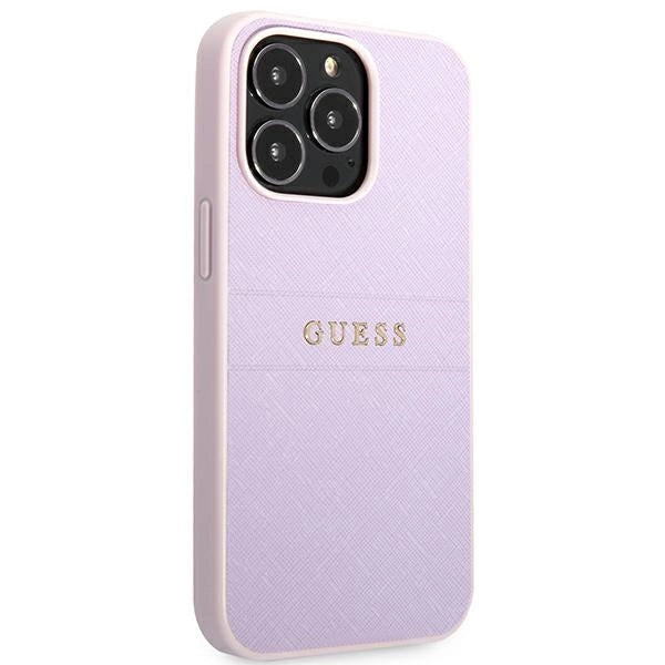 Guess GUHCP13LPSASBPU iPhone 13 Pro / 13 6.1" lilla/lila Saffiano Hot Stamp & Metal Logo