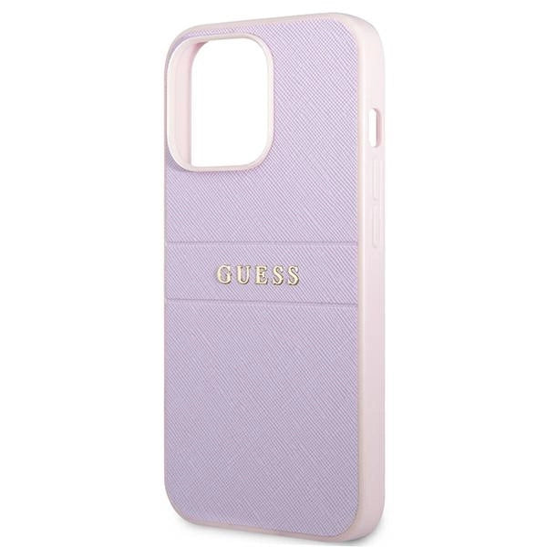 Guess GUHCP13LPSASBPU iPhone 13 Pro / 13 6.1" lilla/lila Saffiano Hot Stamp & Metal Logo