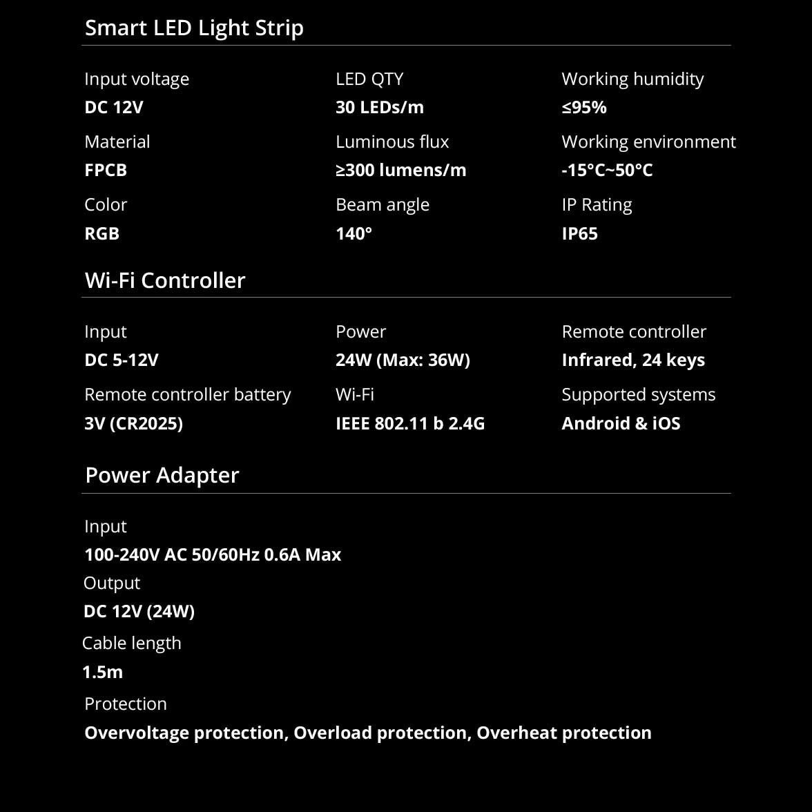 Sonoff L2-5M kit intelligent vandtæt LED-strimmel 5m RGB fjernbetjening Wi-Fi strømforsyning