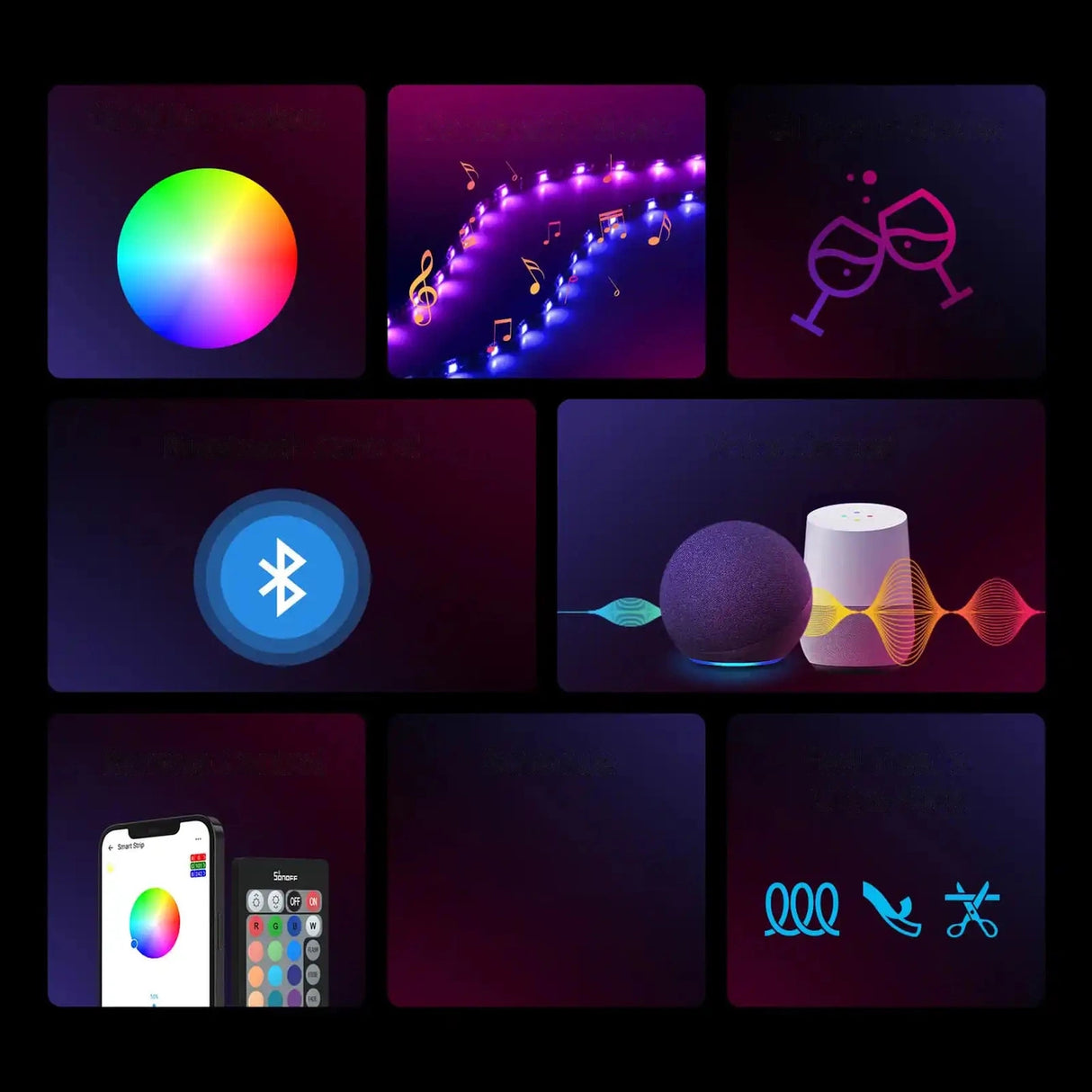Sonoff L2-5M kit intelligent vandtæt LED-strimmel 5m RGB fjernbetjening Wi-Fi strømforsyning