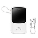 Baseus Qpow power bank 10000mAh indbygget USB Type-C kabel 22,5W Quick Charge SCP AFC FCP hvid (PPQD020102)