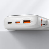 Baseus Qpow power bank 10000mAh indbygget USB Type-C kabel 22,5W Quick Charge SCP AFC FCP hvid (PPQD020102)