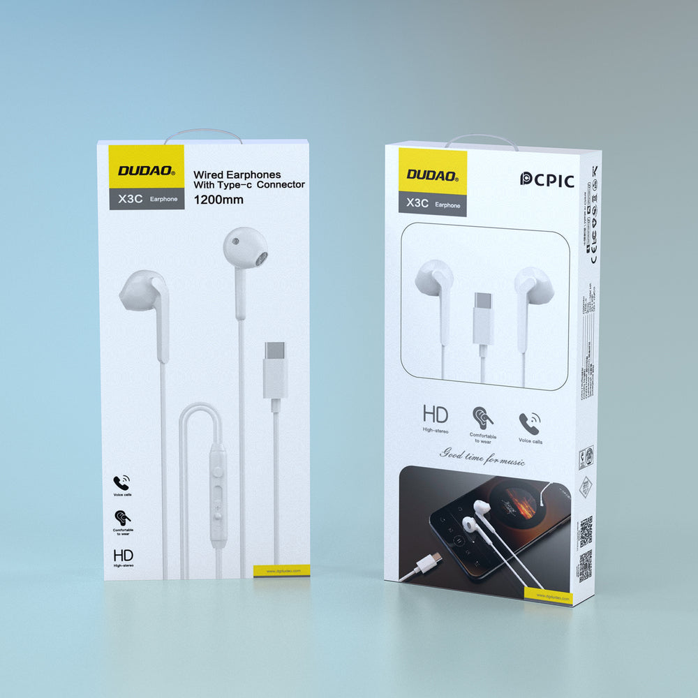 Dudao X3C In-Ear Wired USB-C Headphones 1.2m - Hvid
