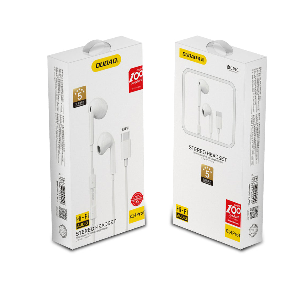 Dudao in-ear hovedtelefoner med USB Type-C-kontakt hvid (X14PROT)