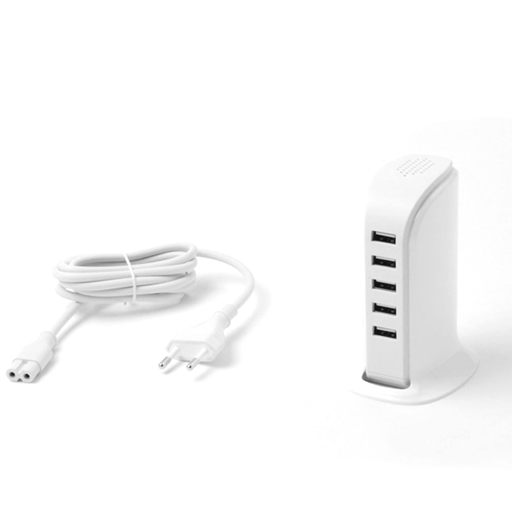 Dudao 5x USB-oplader med indbygget EU-strømskabel hvid (A5EU)