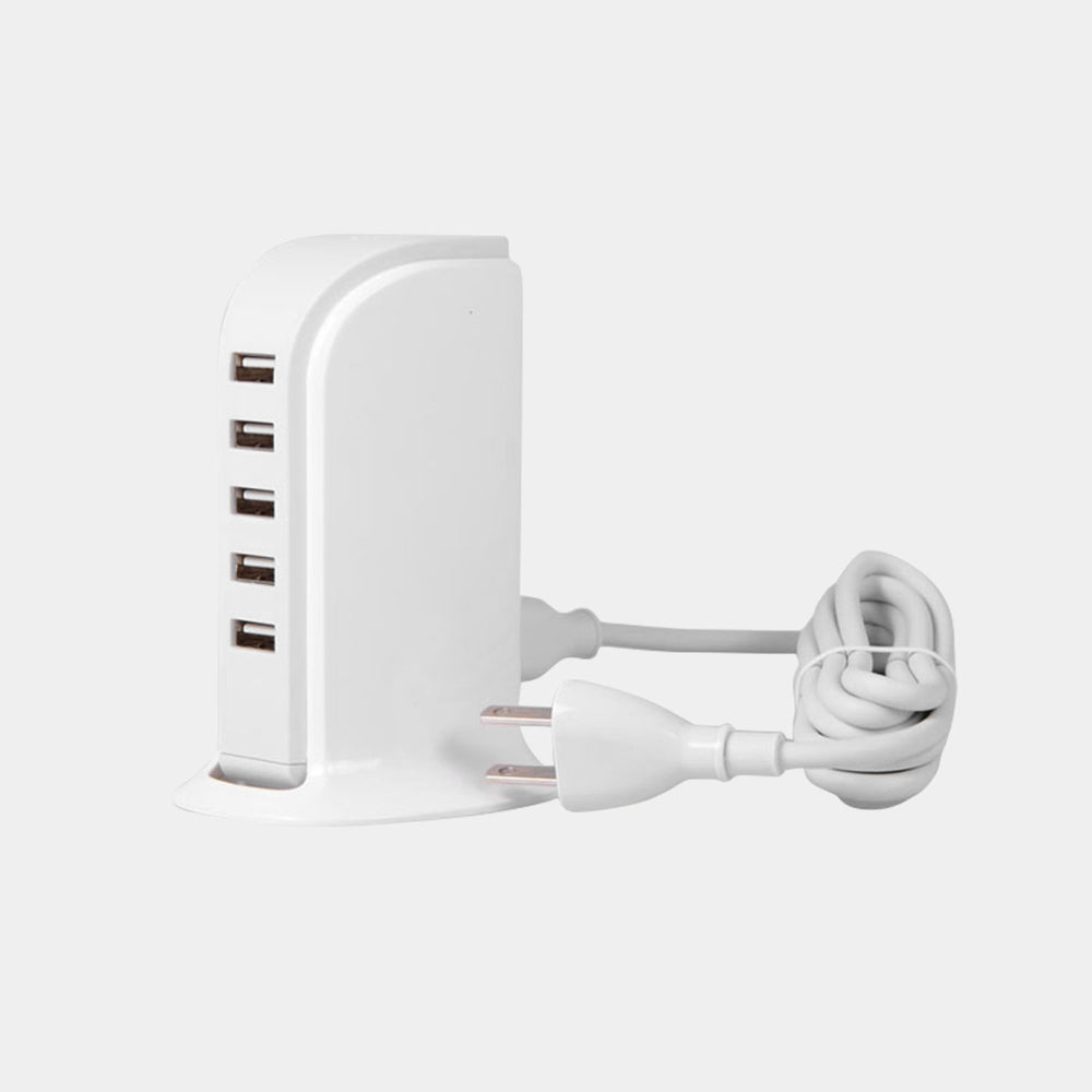 Dudao 5x USB-oplader med indbygget EU-strømskabel hvid (A5EU)