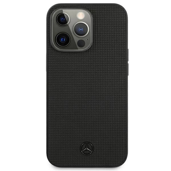 Mercedes MEHCP13LMBLBK iPhone 13 Pro / 13 6,1" sort/sort hårdkasse Læder Meshed Metal Logo