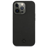 Mercedes MEHCP13LMBLBK iPhone 13 Pro / 13 6,1" sort/sort hårdkasse Læder Meshed Metal Logo