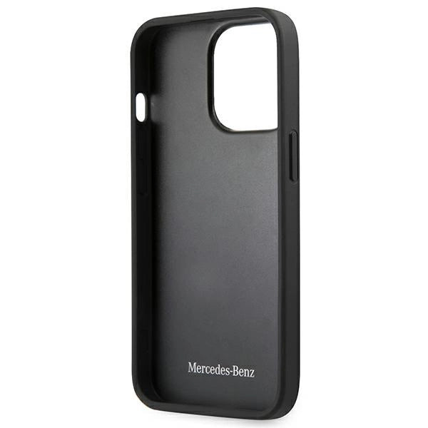 Mercedes MEHCP13LMBLBK iPhone 13 Pro / 13 6,1" sort/sort hårdkasse Læder Meshed Metal Logo