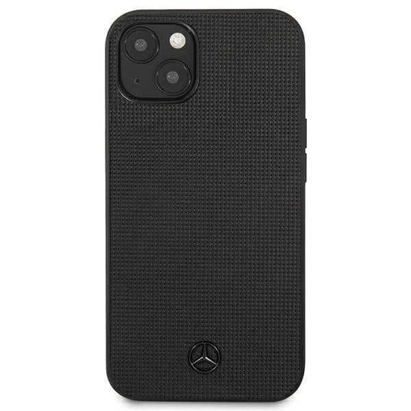 Mercedes MEHCP13MMBLBK iPhone 13 6,1" sort/sort hårdkasse Læder Meshed Metal Logo