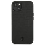 Mercedes MEHCP13MMBLBK iPhone 13 6,1" sort/sort hårdkasse Læder Meshed Metal Logo