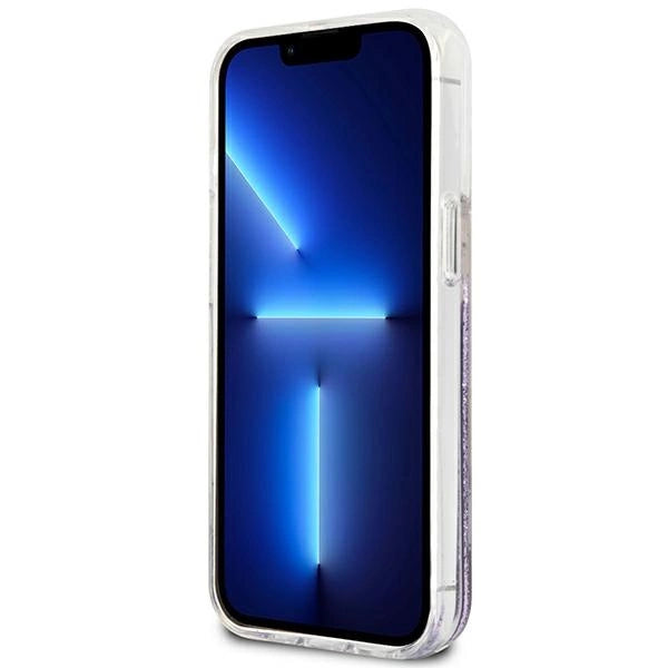 Guess GUHCP13LLFLSU iPhone 13 Pro / 13 6.1" lilla/lila hårdkasse Blomster Flydende Glitter