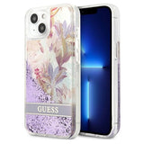 Guess GUHCP13SLFLSU iPhone 13 mini 5.4" lilla/lila hardcase Flower Liquid Glitter