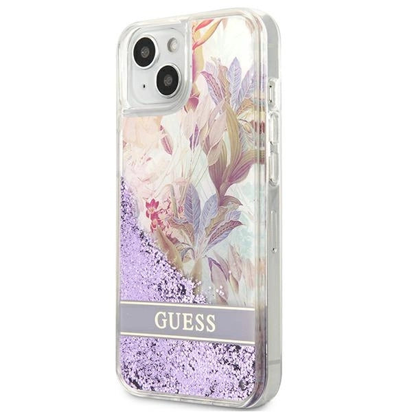 Guess GUHCP13SLFLSU iPhone 13 mini 5.4" lilla/lila hardcase Flower Liquid Glitter