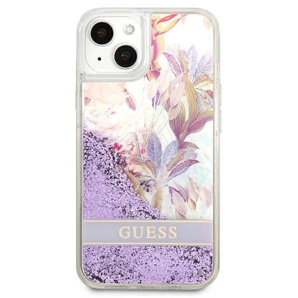 Guess GUHCP13SLFLSU iPhone 13 mini 5.4" lilla/lila hardcase Flower Liquid Glitter
