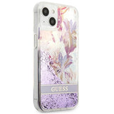 Guess GUHCP13SLFLSU iPhone 13 mini 5.4" lilla/lila hardcase Flower Liquid Glitter