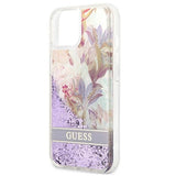 Guess GUHCP13SLFLSU iPhone 13 mini 5.4" lilla/lila hardcase Flower Liquid Glitter