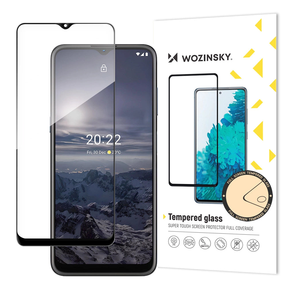 Wozinsky super hårdfør fuld lim hærdet glas fuld skærm med ramme case venlige nokia g21 / g11 sort