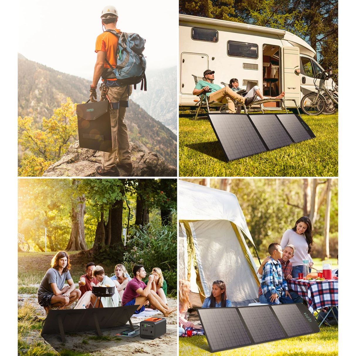 Choetech SC008 solopladning 120W DC / USB-C / 2x USB-A - sort