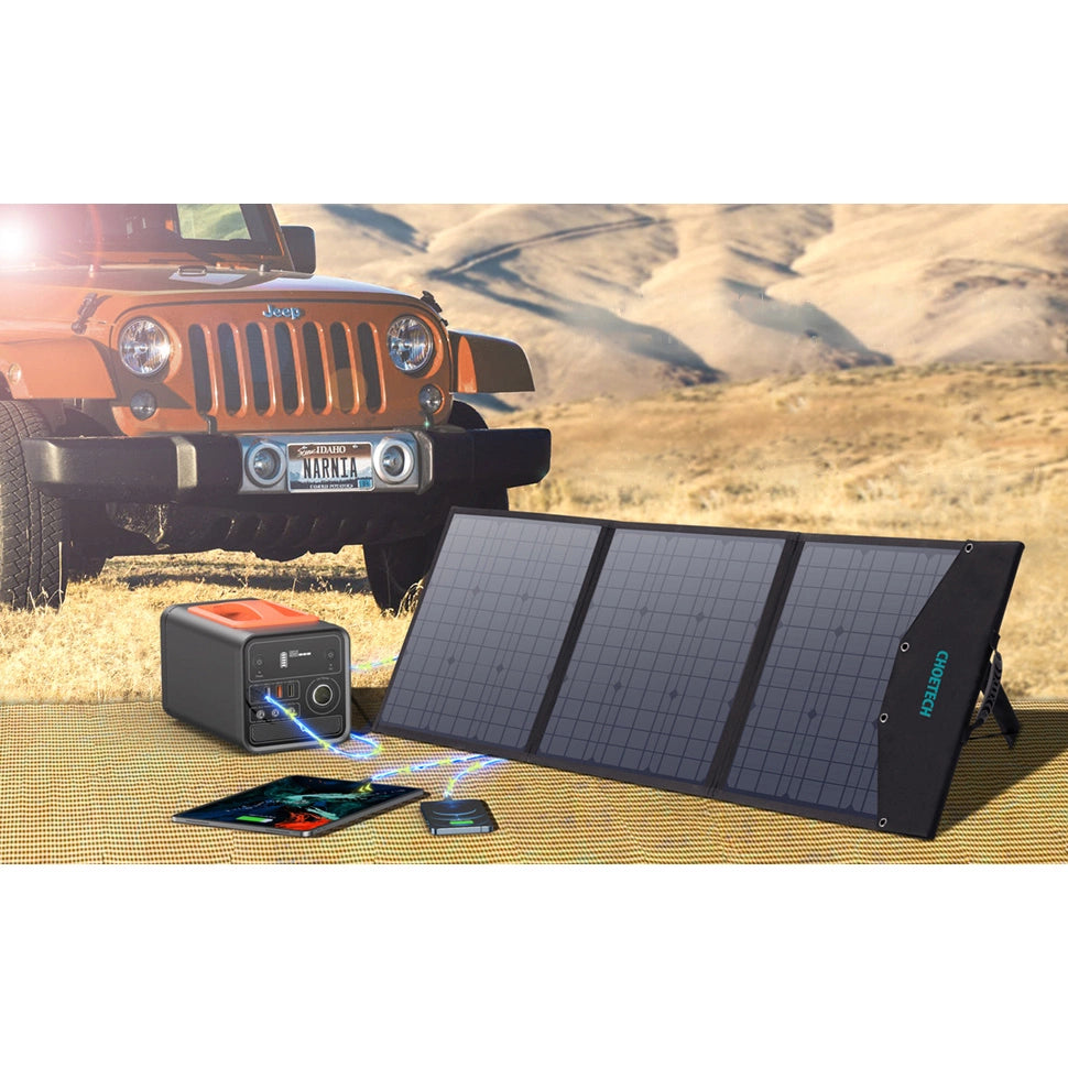 Choetech SC008 solopladning 120W DC / USB-C / 2x USB-A - sort