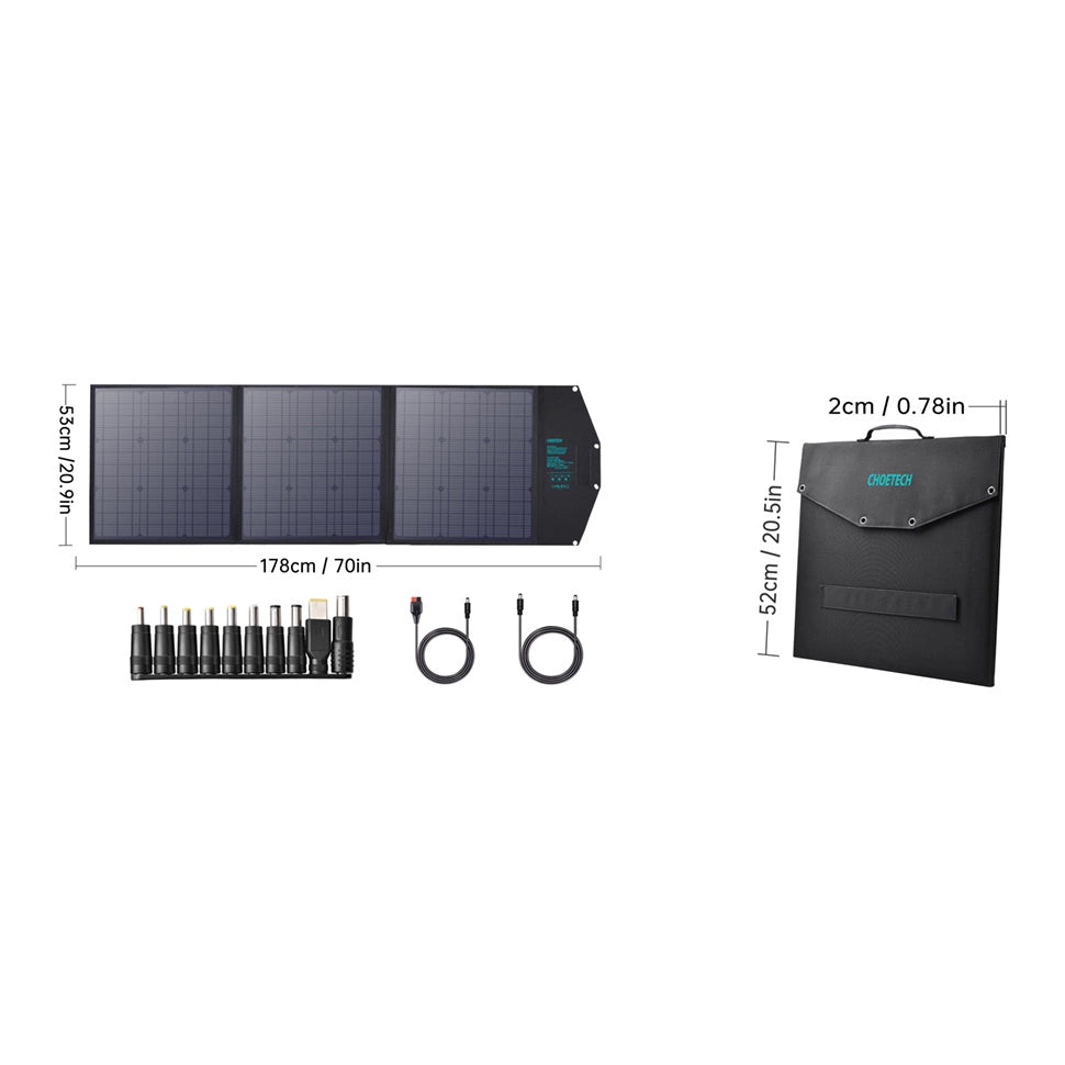 Choetech SC008 solopladning 120W DC / USB-C / 2x USB-A - sort