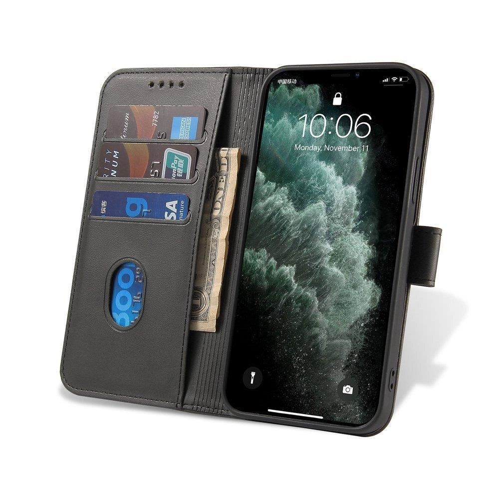 Magnet Case elegant case case cover med en flap og stand funktion for Motorola Moto E32 sort