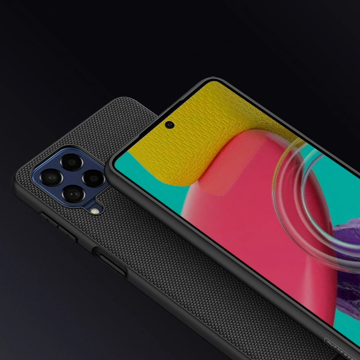 Nillkin Textured Case holdbar forstærket kuffert med gel ramme og nylon tilbage til Samsung Galaxy M53 5G sort