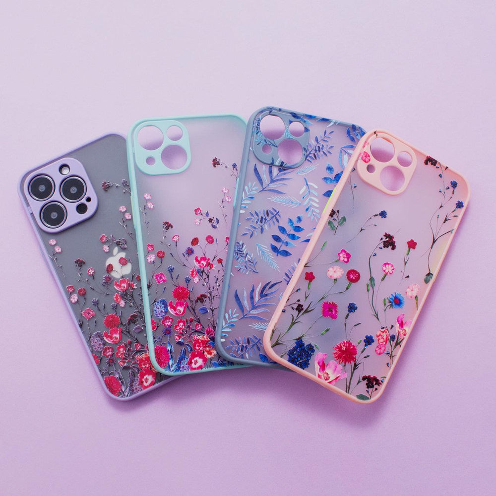 Design Case for iPhone 12 Pro Max blomsterhylster mørkblå