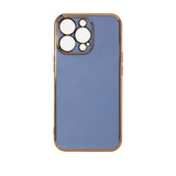 Lighting Color Case for iPhone 12 Pro Max blå gel cover med guld ramme