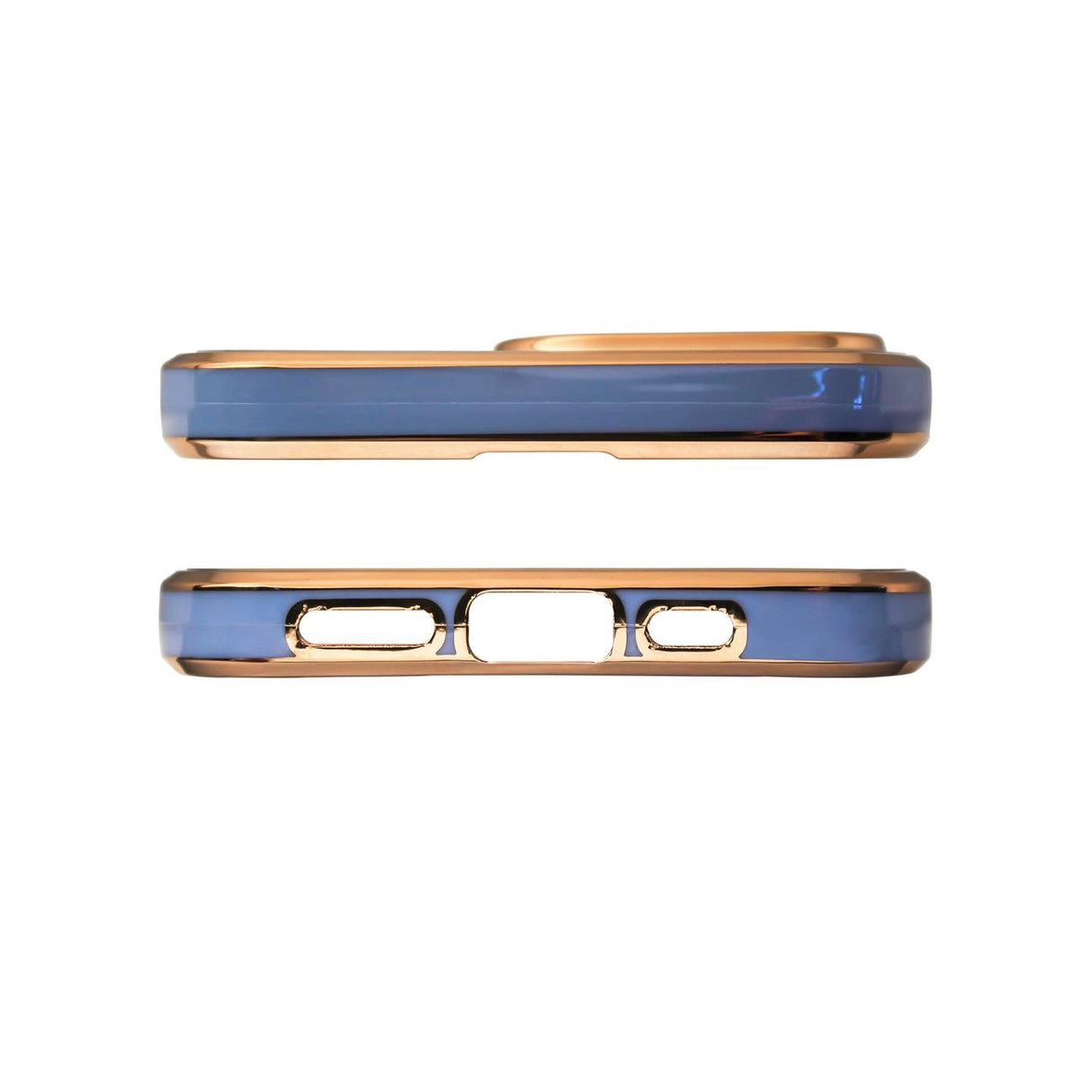 Lighting Color Case for iPhone 12 Pro Max blå gel cover med guld ramme