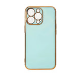 Lighting Color Case til iPhone 12 Pro Max, gel-cover med en guldramme, mint
