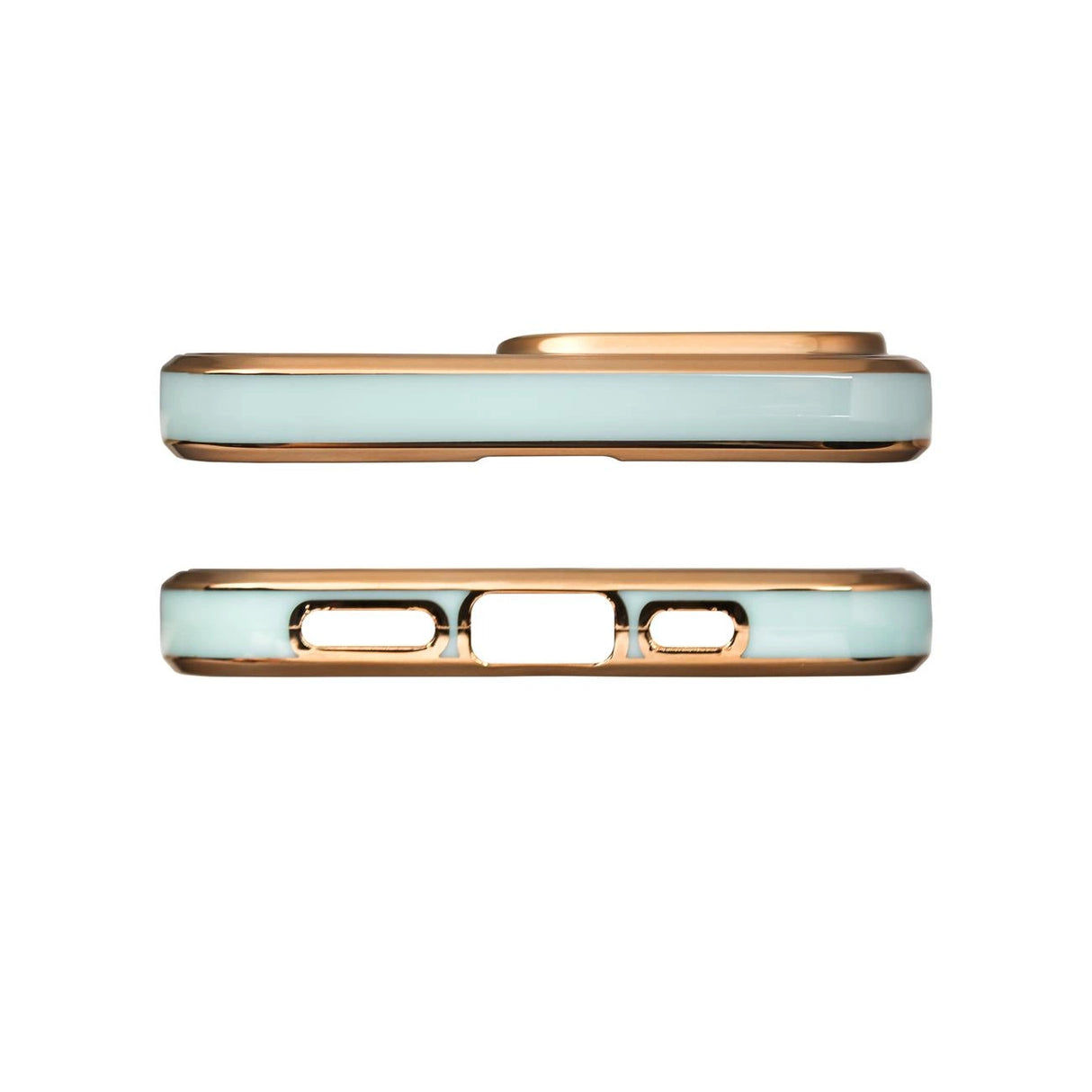 Lighting Color Case til iPhone 12 Pro Max, gel-cover med en guldramme, mint