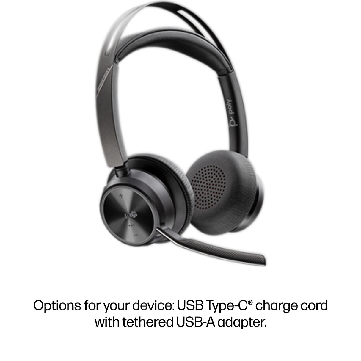 HP Poly Voyager Focus 2 Microsoft Teams Certified USB-C-C Headset +USB-C/A Adapter +Charging Stand