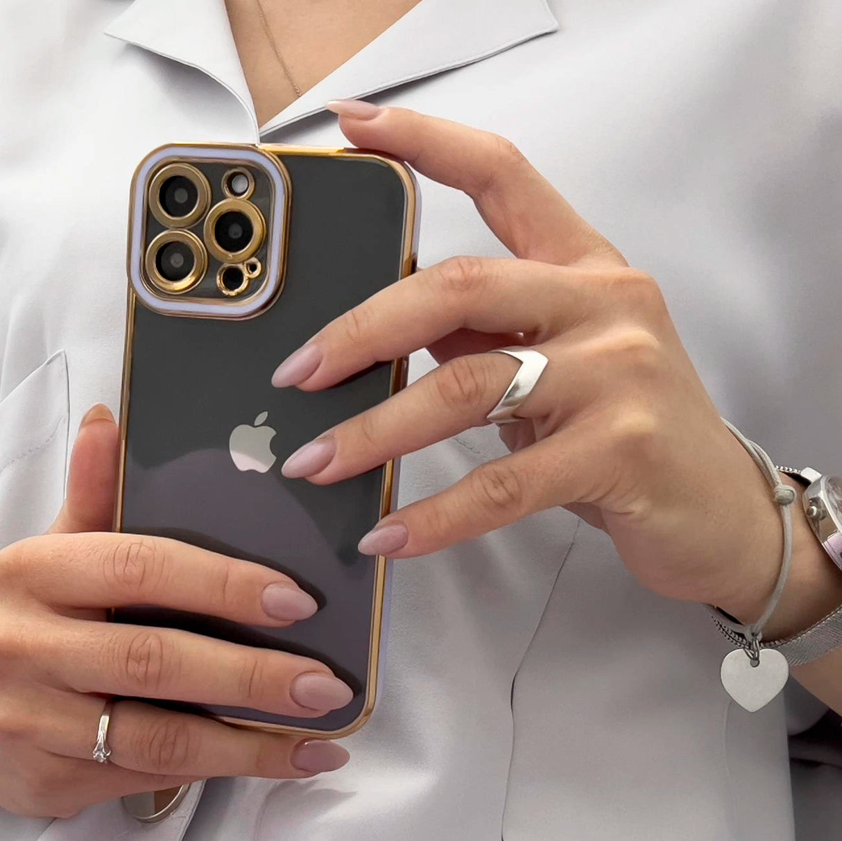 Fashion Case til iPhone 12 Pro Max Gold Frame Gel Cover Red