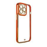 Fashion Case til iPhone 13 Pro Gold Frame Gel Cover Red