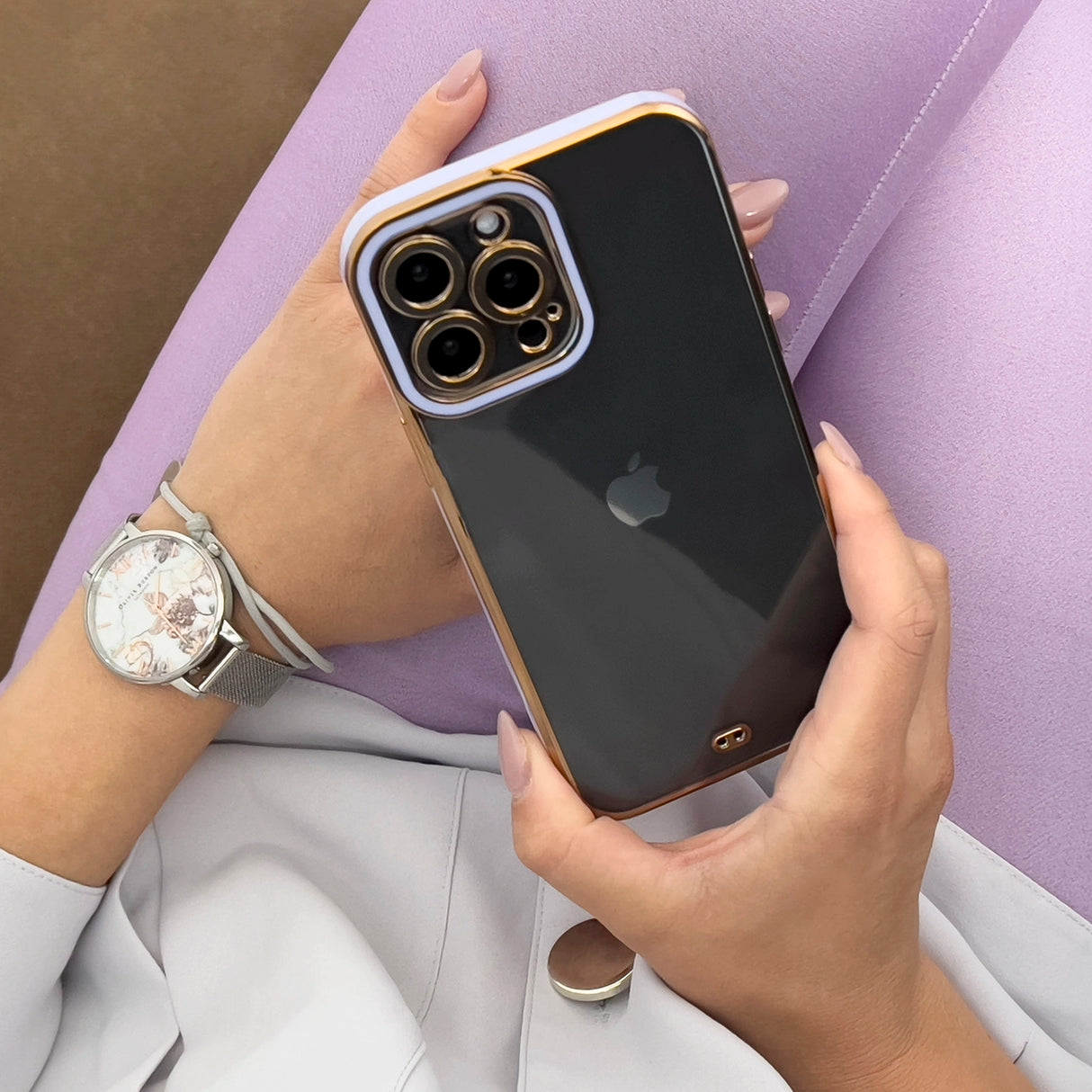 Fashion Case til iPhone 13 Pro Guldramme Gel Cover Rød