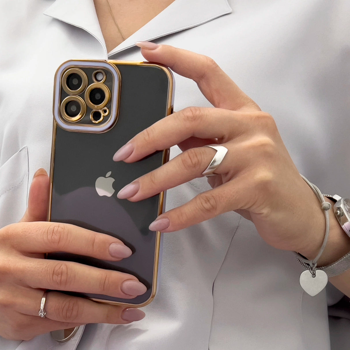 Fashion Case til iPhone 13 Pro Guldramme Gel Cover Rød
