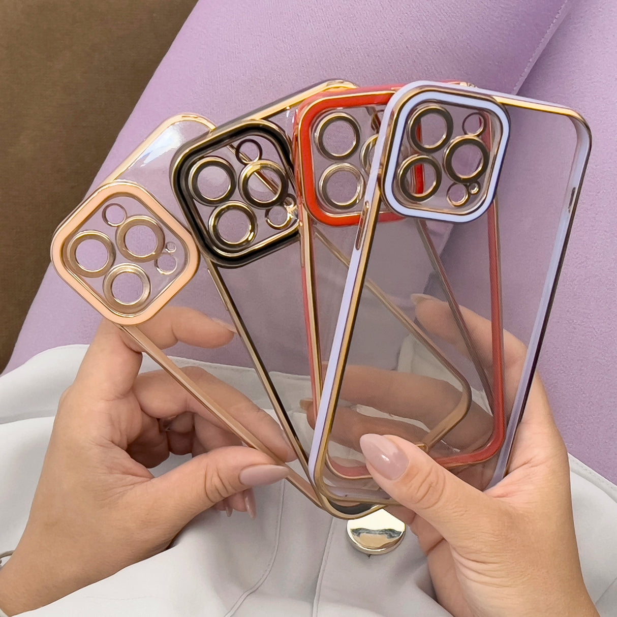 Fashion Case til iPhone 13 Pro Guldramme Gel Cover Rød