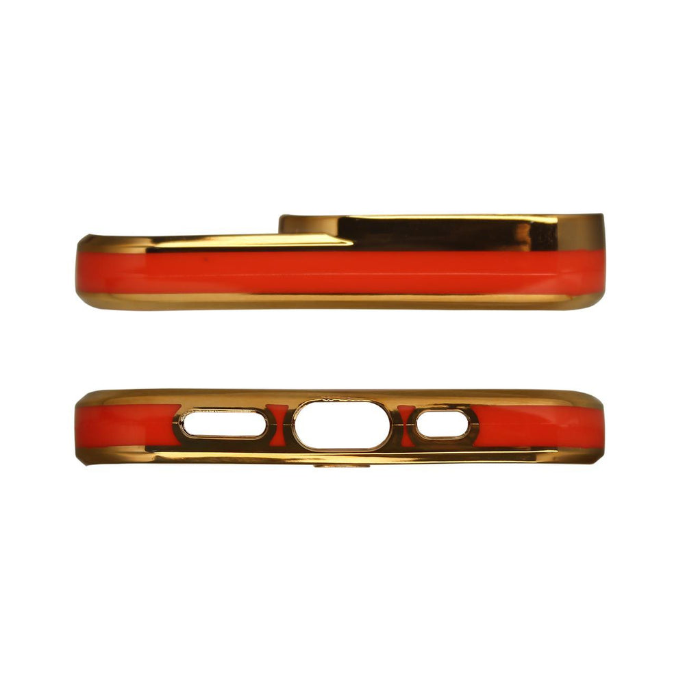 Fashion Case Case for Samsung Galaxy A12 5G Gold Frame Gel Cover Rød